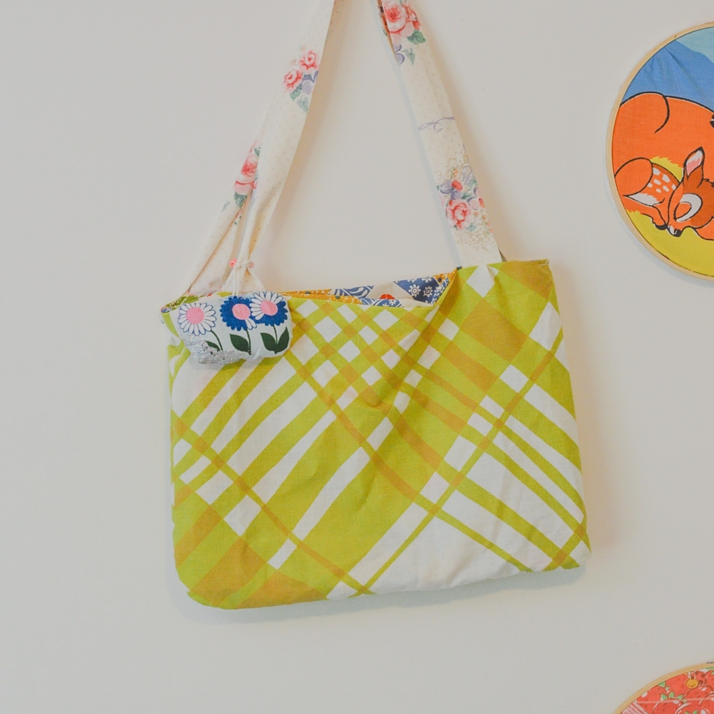 Floral Green Plaid Women's Bag